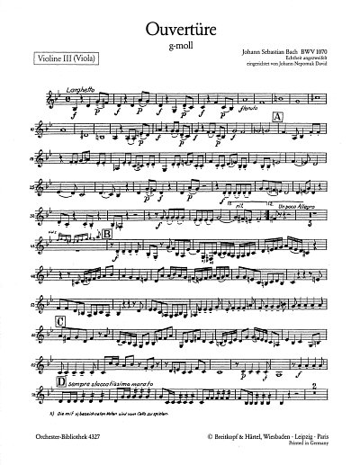 J.S. Bach: Ouvertüre (Suite) g-moll BWV 1070, StrBc (Vl3)