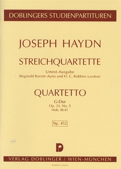 J. Haydn: Quartett G-Dur Op 33/5 Hob 3/41