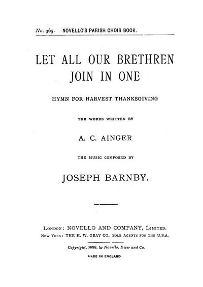 J. Barnby: Let All Our Brethren Join In One