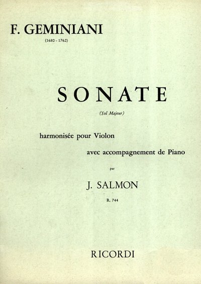 F.S. Geminiani: Sonate En Sol Violon Et P, VlKlav (KlavpaSt)