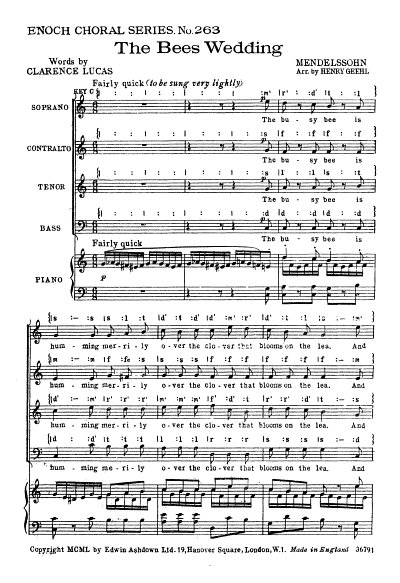F. Mendelssohn Barth: The Bees Wedding, GchKlav (Chpa)