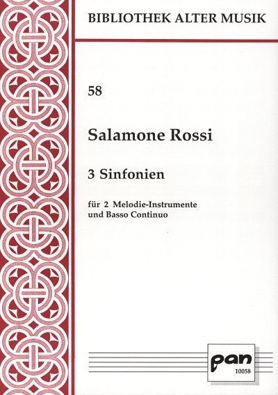 Rossi Salomone: 3 Sinfonien Bam Bibliothek Alter Musik 58