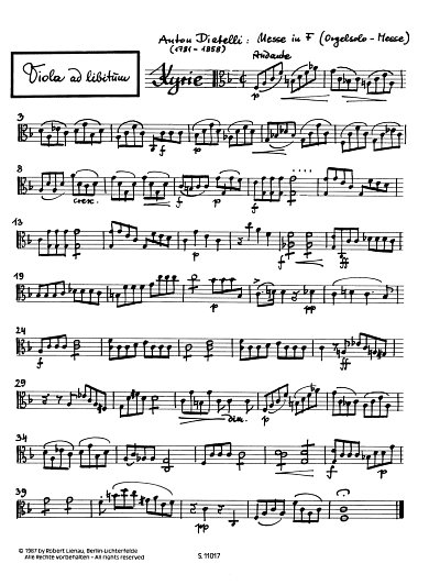 A. Diabelli: Messe in F op. 49 , ChOrch (Vla)