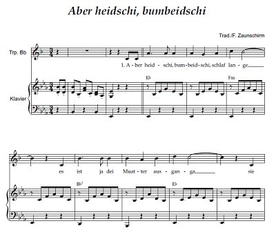 DL: (Traditional): Aber heidschi, bumbeidschi, TrpOrg (Par2S