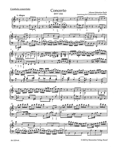 J.S. Bach: Konzert a-Moll BWV 1044, CmbFlVlStrBc (Cemb)