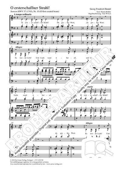 DL: G.F. Händel: O ersterschaffner Strahl a-Moll, GchOrg (Pa