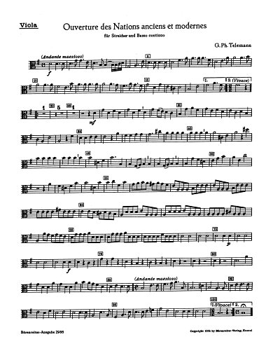 G.P. Telemann: Ouvertüre des Nations anciens et modernes für Streicher und Basso continuo G-Dur TWV 55:G4