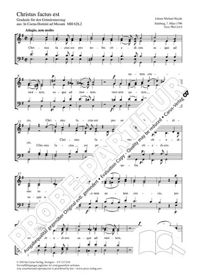 DL: M. Haydn: Christus factus est e-Moll MH 628, 2, GCh4 (Pa