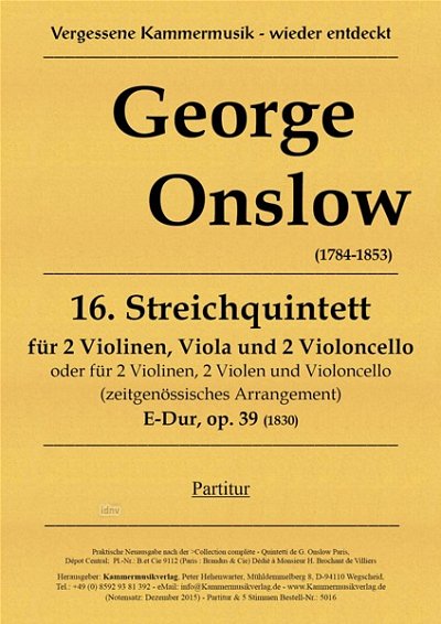 G. Onslow: Quintett 16 E-Dur op. 39