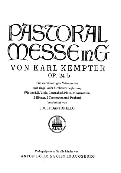 K. Kempter: Pastoralmesse G-Dur op. 24b, Mch4Org/Orch (OrgA)
