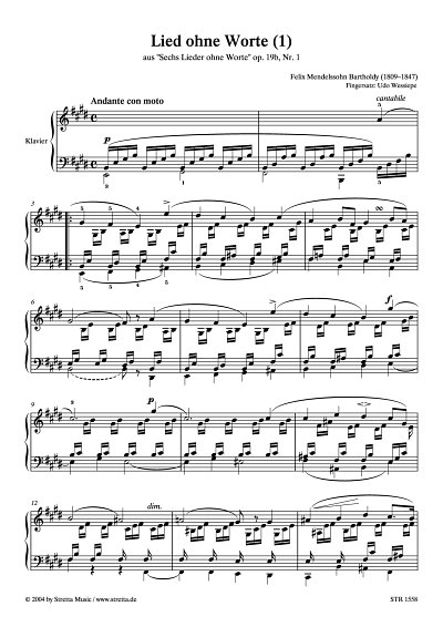 DL: F. Mendelssohn Bartholdy: Lied ohne Worte op. 19b, Nr. 1