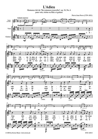 DL: P.-J. Porro: L'Adieu (Leb wohl) Romanze, op. 34, Nr. 6