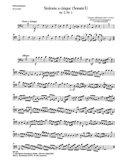 T. Albinoni: Sinfonia a cinque (Sonata 1) op. 2, Stro (VcKb)
