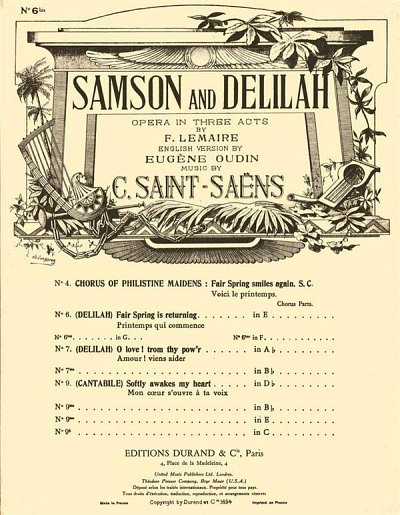 C. Saint-Saëns: Samson and Delilah no 6bis in G
