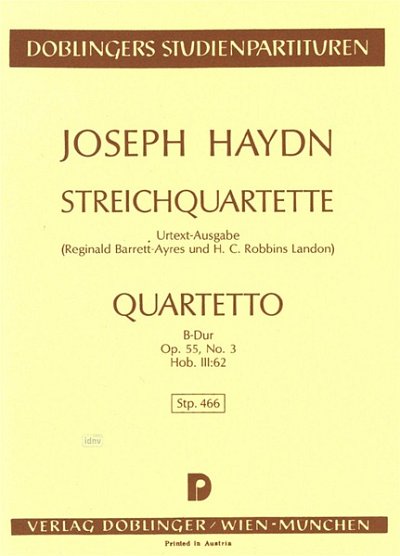 J. Haydn: Quartett B-Dur Op 55/3 Hob 3:62