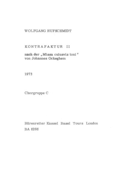 W. Hufschmidt: Kontrafaktur II (1973)