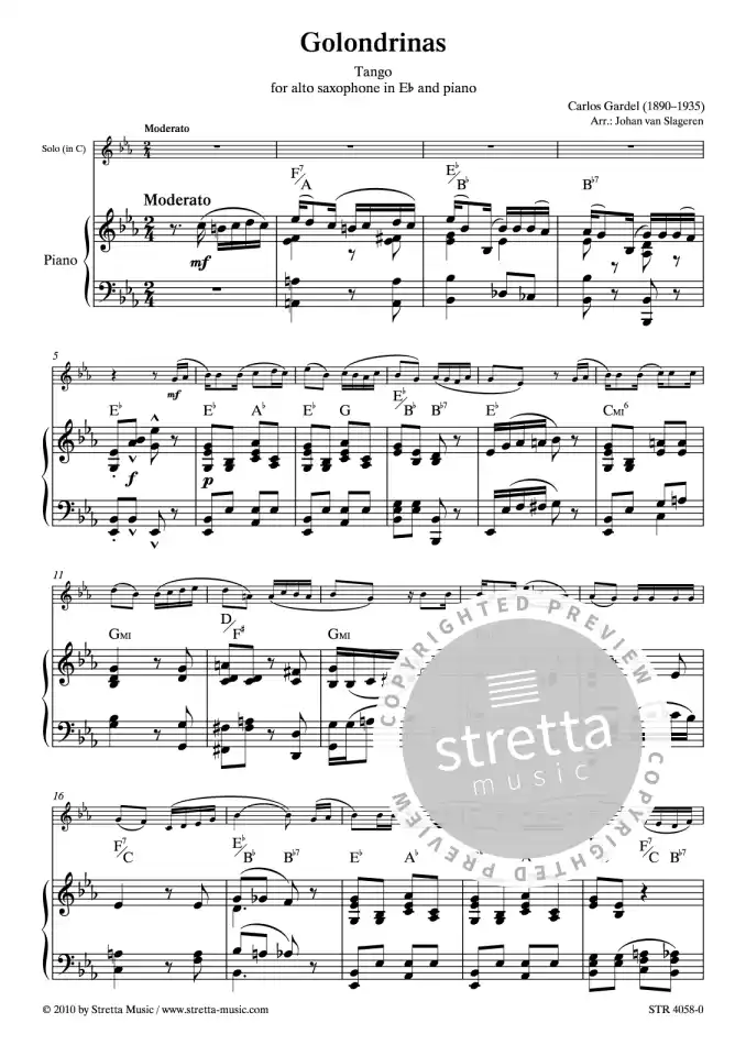 DL: C. Gardel: Golondrinas Tango / for alto saxophone and pi (0)