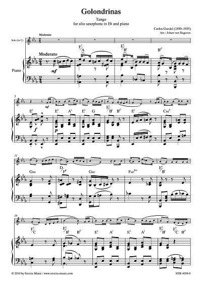 DL: C. Gardel: Golondrinas Tango / for alto saxophone and pi