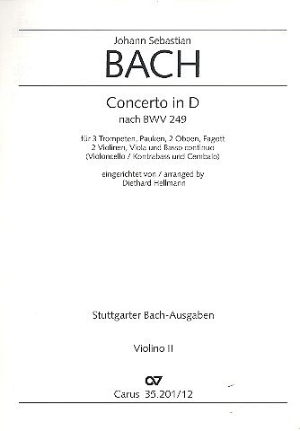 J.S. Bach: Concerto in D BWV 249 Nr. 1 / Einzelstimme Vl. 2