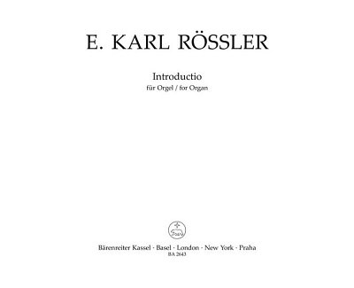 R.E. Karl: Introductio für Orgel (1959), Org (Sppa)