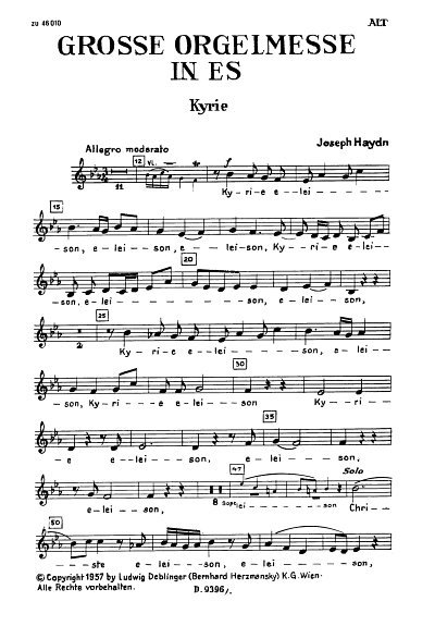 J. Haydn: Große Orgelmesse Es-Dur op. H, 4GesGchOrchO (Alto)