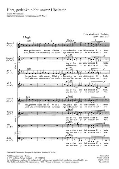 F. Mendelssohn Bartholdy: Passion und Karfreitag (aus op. 79)