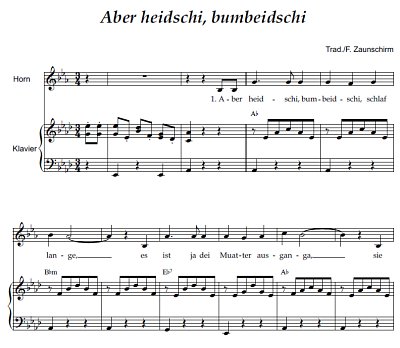 DL: (Traditional): Aber heidschi, bumbeidschi, HrnOrg (Par2S