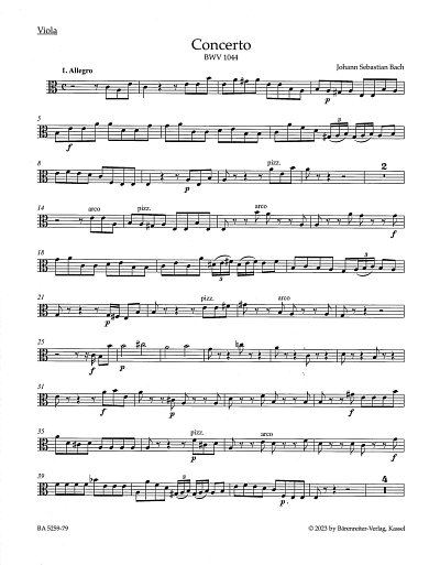J.S. Bach: Konzert a-Moll BWV 1044, CmbFlVlStrBc (Vla)