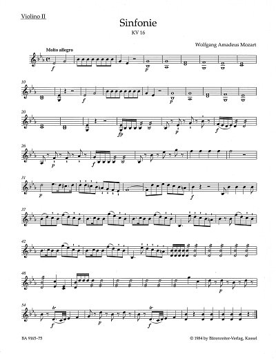 W.A. Mozart: Sinfonie Nr. 1 in Es-Dur KV 16, Sinfo (Vl2)