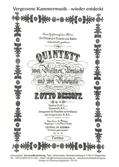 F.O. Dessoff: Quintett op. 10, 2VlVla2Vc (Part.)
