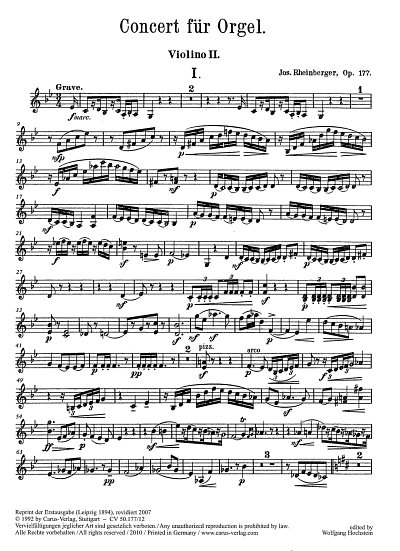 J. Rheinberger: Concerto pour orgue no 2 en sol mineur op. 177