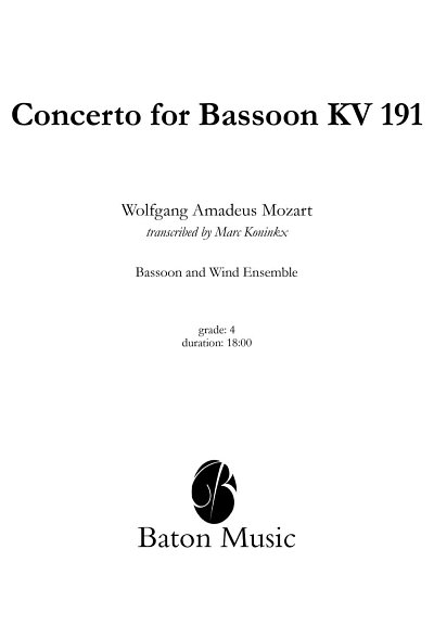 W.A. Mozart: Concerto for Bassoon KV 191 (Pa+St)