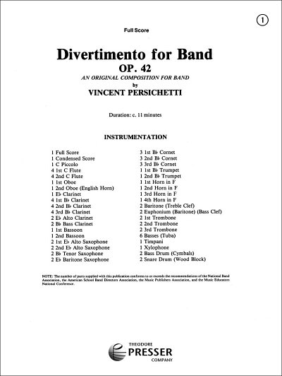 V. Persichetti: Divertimento op. 42, Blaso (Part.)