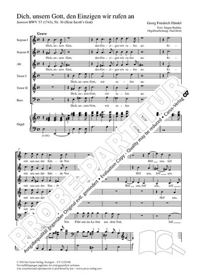 DL: G.F. Händel: Dich, unser Gott, den Einzigen rufen wi (Pa