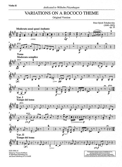 P.I. Tschaikowsky: Variationen ueber ein Rokoko-., Violine 2