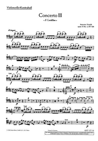 A. Vivaldi: Concerto Nr. 3  D-Dur op. 10/3 RV 428/P, FlStrBc