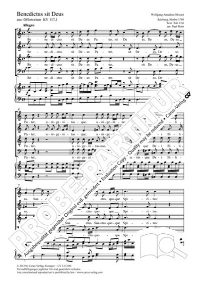 DL: W.A. Mozart: Benedictus sit Deus C-Dur KV 11, GchOrg (Pa