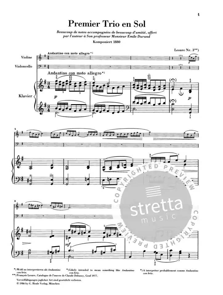 C. Debussy: Klaviertrio G-dur, VlVcKlv (KlavpaSt) (1)