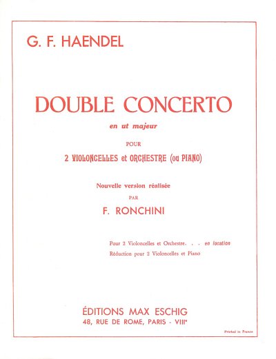 G.F. Händel: Concerto 2 Violoncelles-Piano (Ronchini (Part.)