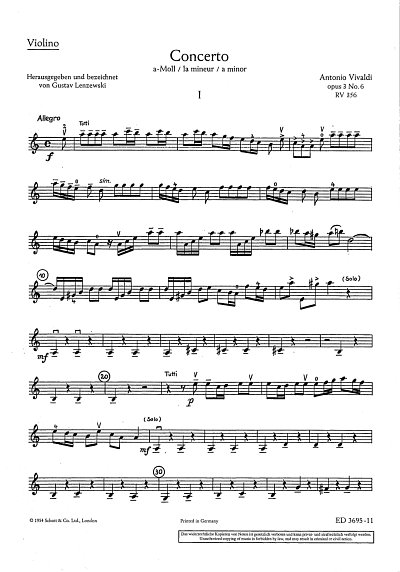 A. Vivaldi: Concerto a-Moll op. 3/6 (VL)