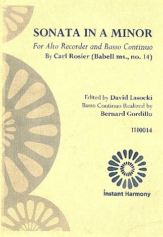 Rosier Carl De: Sonate 5 A-Moll Instant Harmony