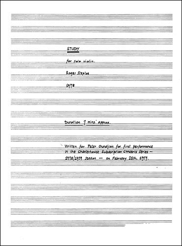 R. Steptoe: Study for Solo Violin