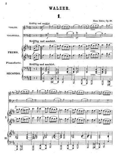 H. Huber: Waltz op. 27, VlVc2Klav (2PaSt)
