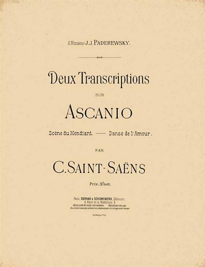 C. Saint-Saëns: Deux transcription sur Ascanio, Klav