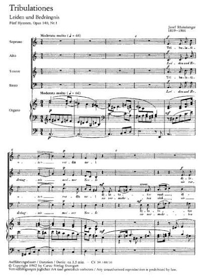 J. Rheinberger: Tribulationes op. 140 Nr. 1; aus: Fuenf Hymn