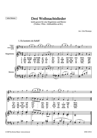 DL: Drei Weihnachtslieder leicht gesetzt fuer eine Singstimm