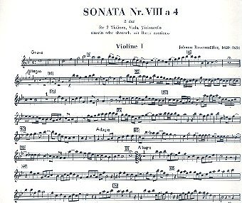 J. Rosenmueller: Sonata B-Dur Nr. VIII a 4, 2VlVaVcBc (Vl1)