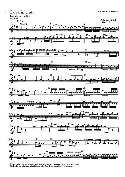 A. Vivaldi: Canta in prato RV 636; Introduzione al Dixit / E