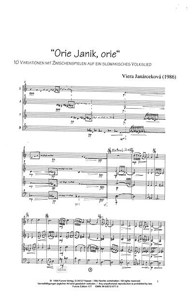 Orie Janik Orie für 4 Blockflöten (SATB)