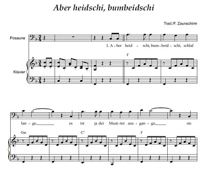 DL: (Traditional): Aber heidschi, bumbeidschi, PosOrg (Par2S